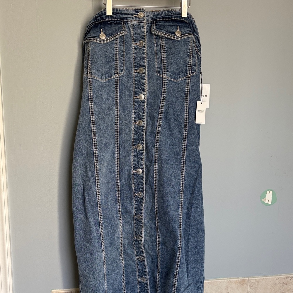 Forever 21 Blue Denim Maxi Dress